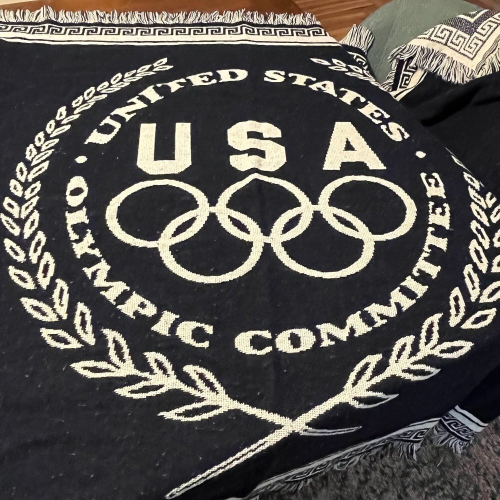 USA blanket United States Olympic Committee throw navy cream white